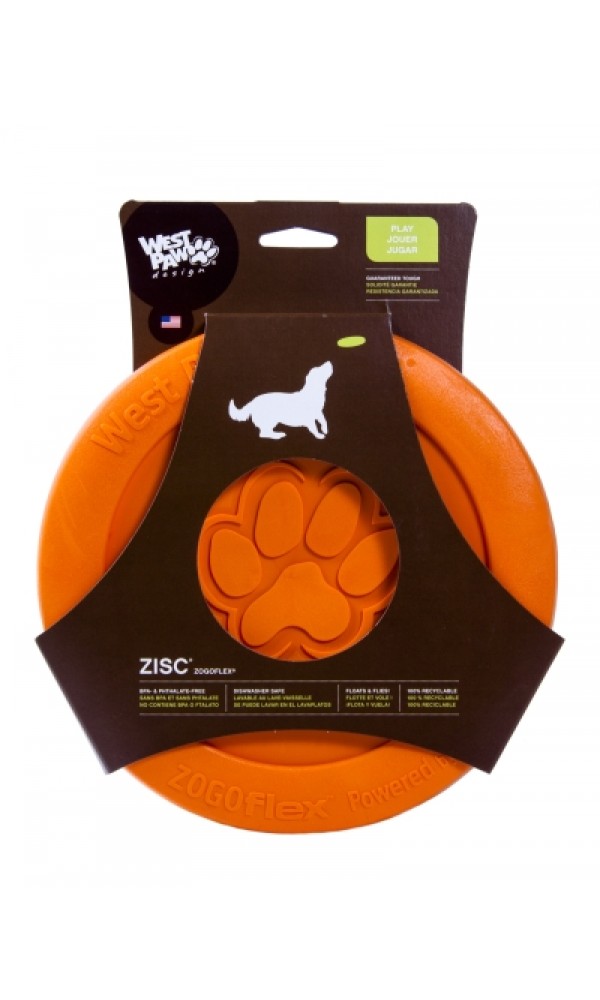 West paw koera mänguasi lendav taldrik zisc 21,6cm oranz #