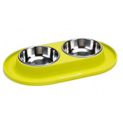 Beeztees kauss 2in1 silikoonümbris 2x125ml roheline #