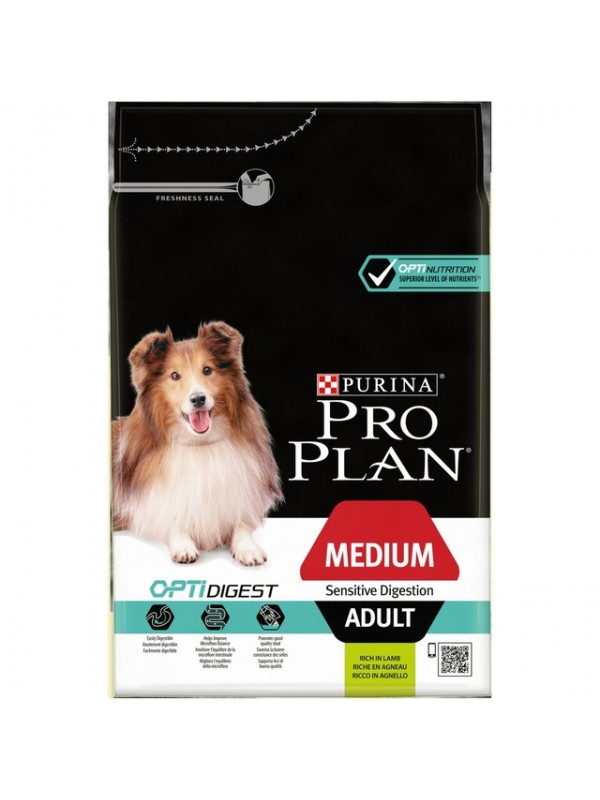 Pro plan koera täissööt keskm.tõug seedepr. lamba 3kg