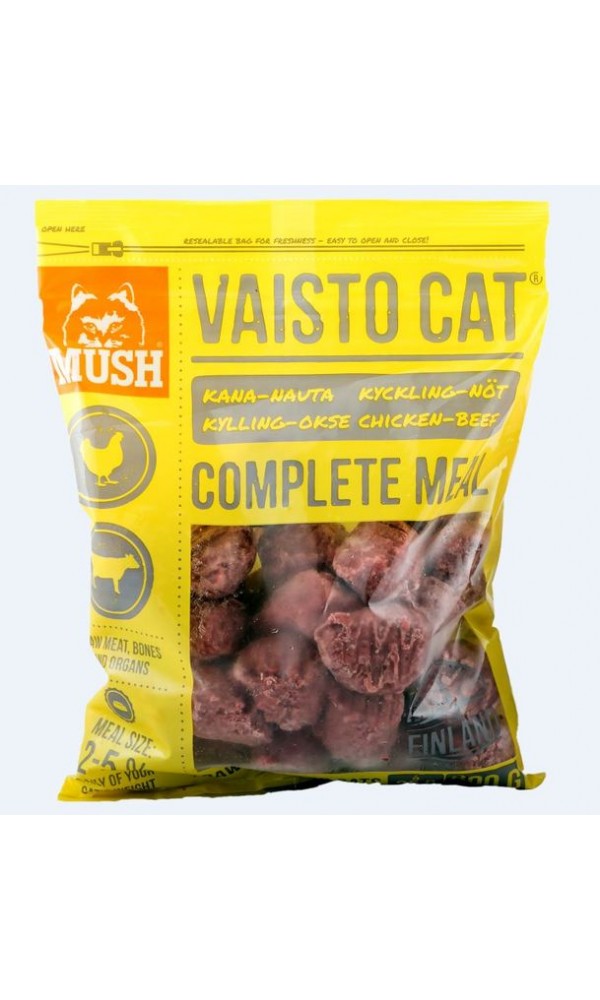 Mush vaisto kassi täissööt toortoit kana/veis 800g
