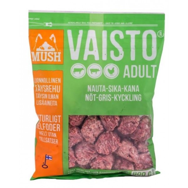 Mush vaisto koera täissööt toortoit veis/siga/kana 800g