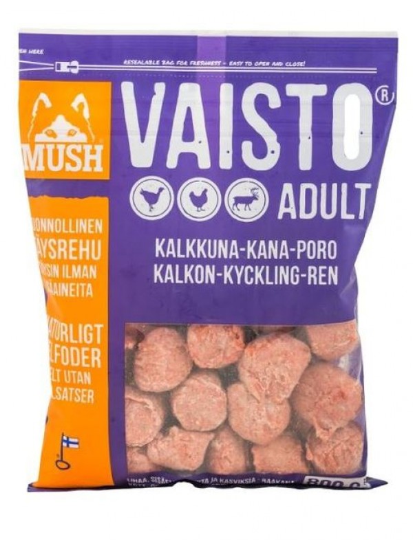 Mush vaisto koera täissööt toortoit kalkun/kana/põder 800g