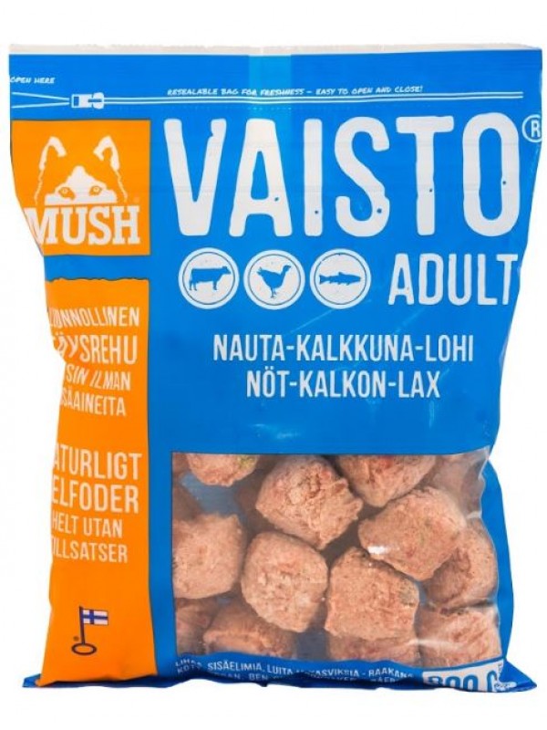Mush vaisto koera täissööt toortoit veis/kalkun/lõhe 800g