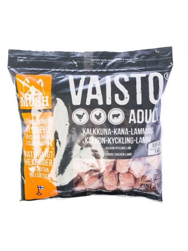 Mush vaisto koera täissööt toortoit kalkun/kana/lammas 3kg