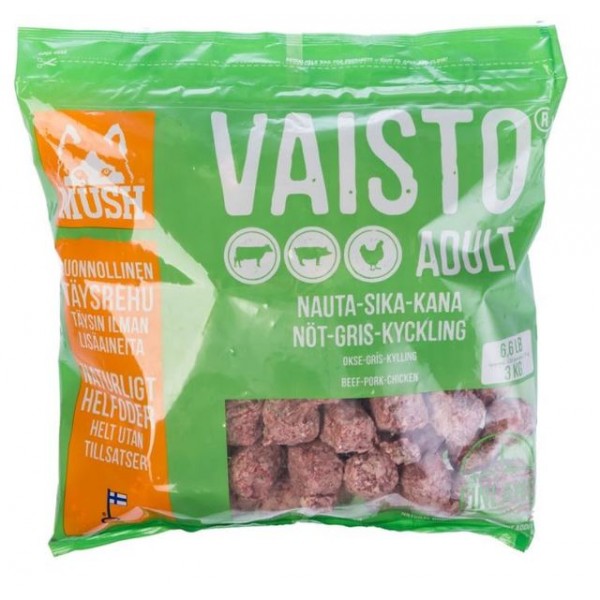 Mush vaisto koera täissööt toortoit veis/siga/kana 3kg