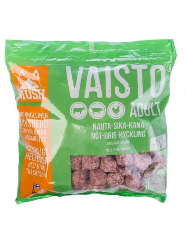 Mush vaisto koera täissööt toortoit veis/siga/kana 3kg
