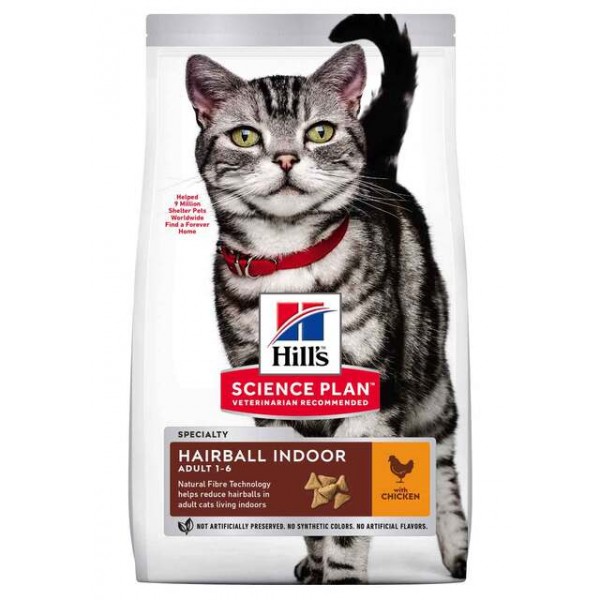 Hills kassi täissööt hairball/indoor kana 3kg