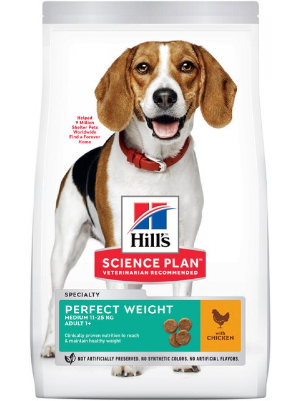 Hills koera täissööt perfect weight kesk.tõug kana 12kg