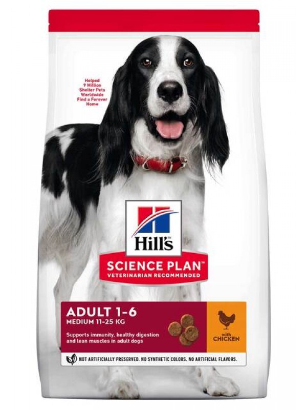 Hills koera täissööt kesk.tõug kana 14kg