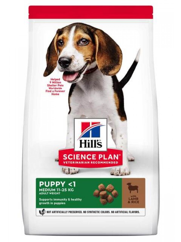 Hills kutsika täissööt kesk.tõug lammas/riis 14kg