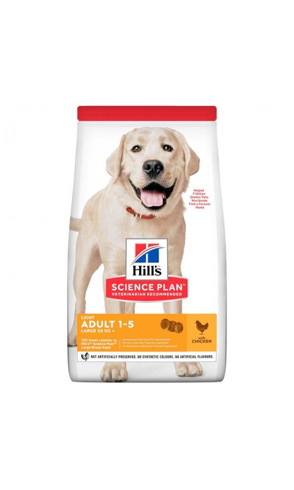 Hills koera täissööt light suur tõug kana 14kg