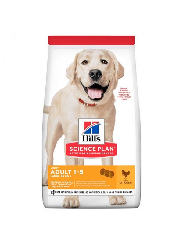 Hills koera täissööt light suur tõug kana 14kg