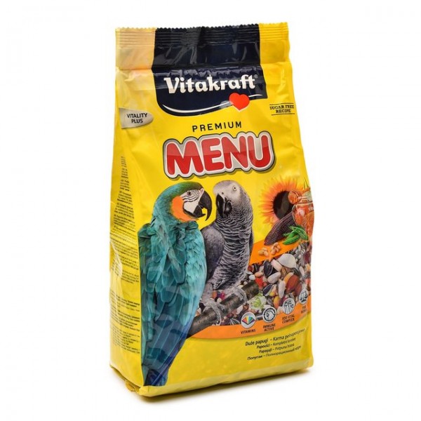 Vitakraft papagoide täissööt premium menu 1kg