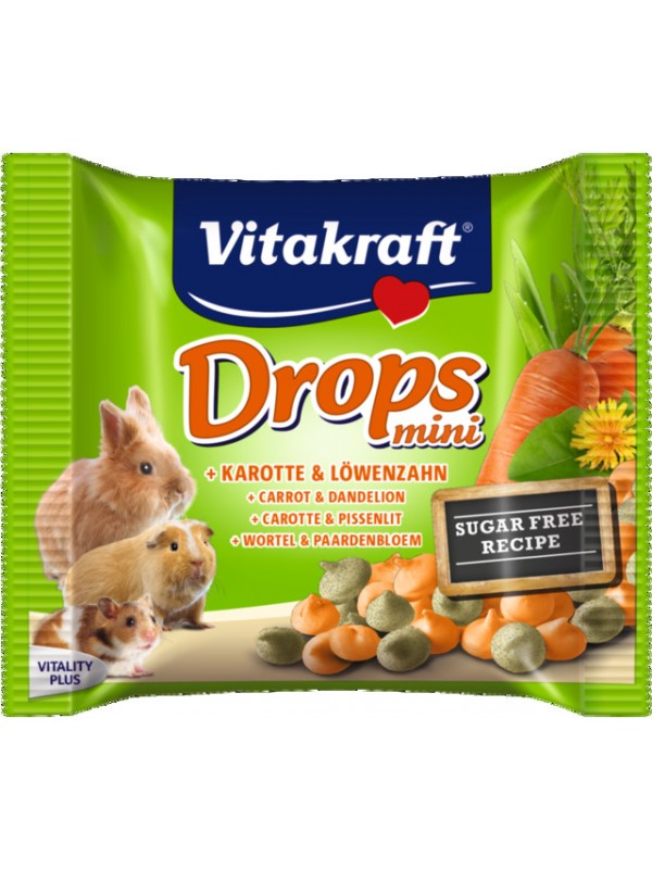 Vitakraft väikelooma maius drops mini porgand&võilill 40g