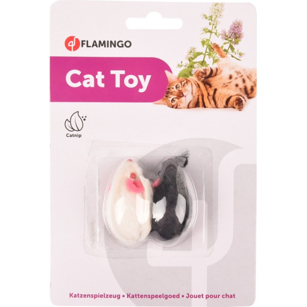 Flamingo kassi mänguasi 2 hiirt naistenõgesega 6cm