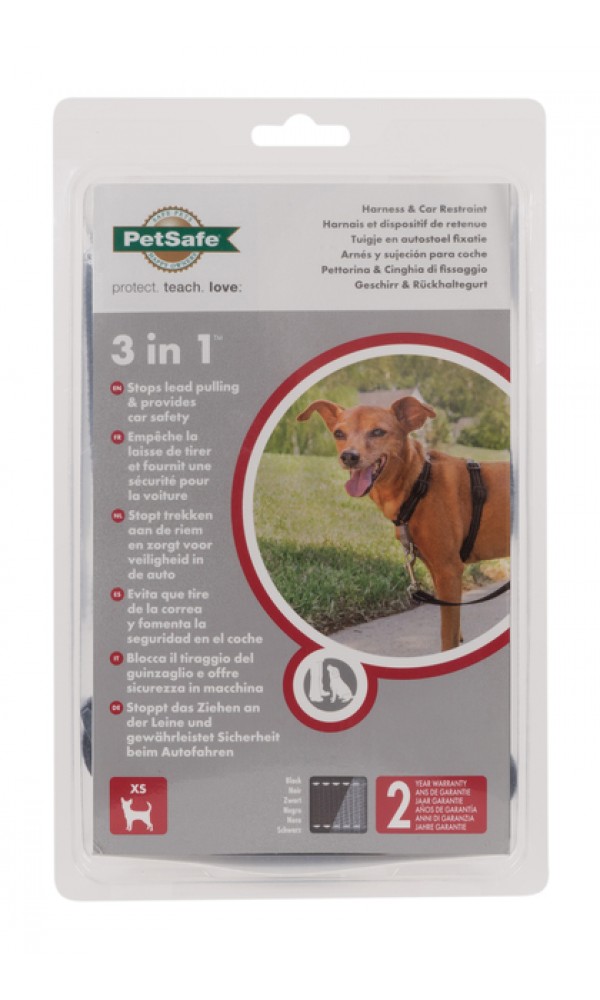 Petsafe 3in1™ traksid ja auto turvarihm xs must