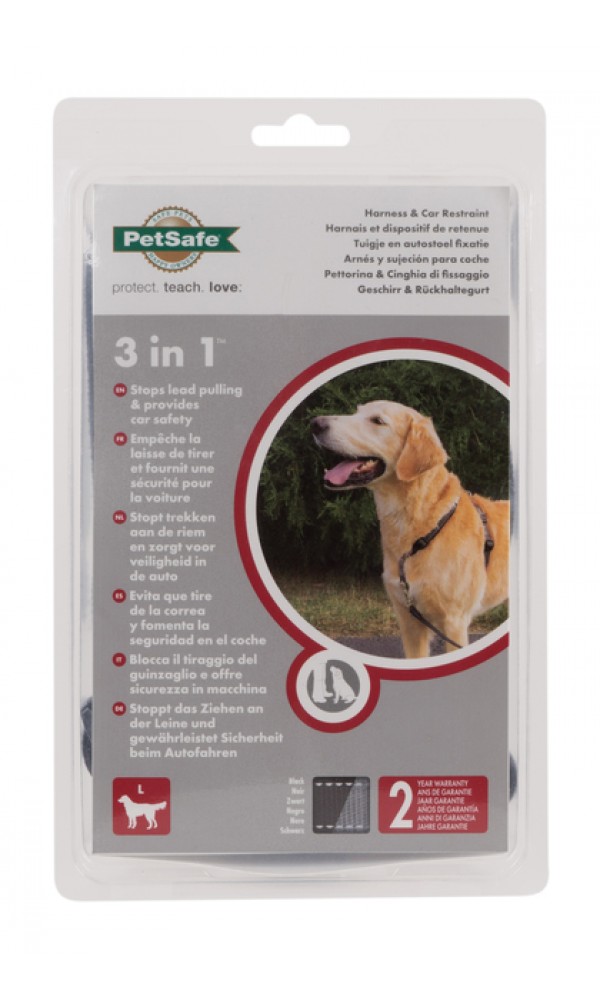 Petsafe 3in1™ traksid ja auto turvarihm l must #
