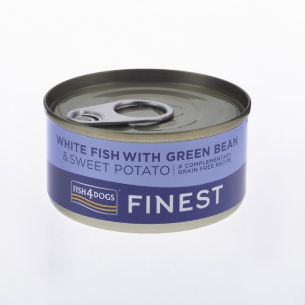 F4d koera konserv valge kala/bataat/roheline uba 85g