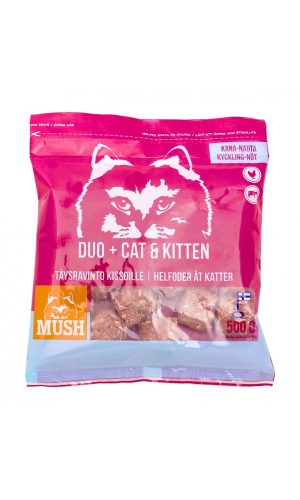 Mush duo+ kassi täissööt kana/veis 500g