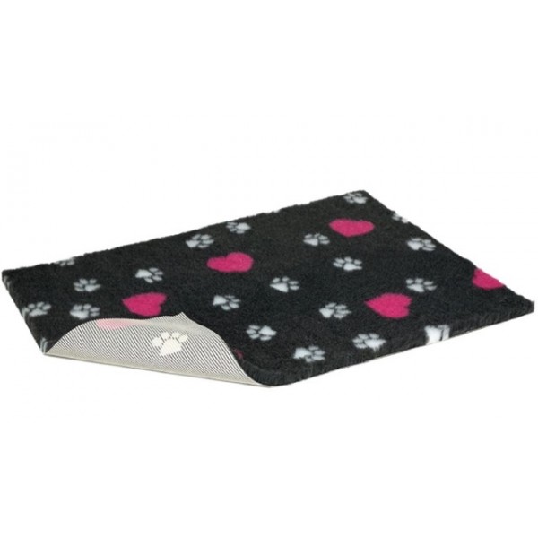 Vetbed comfort libisemisvastane 75x50cm must roosa süda/valge käpamust