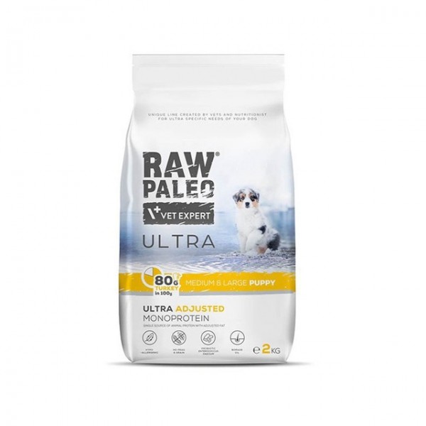 Raw paleo kutsika täissööt ultra kesk./suur tõug kalkun 2kg