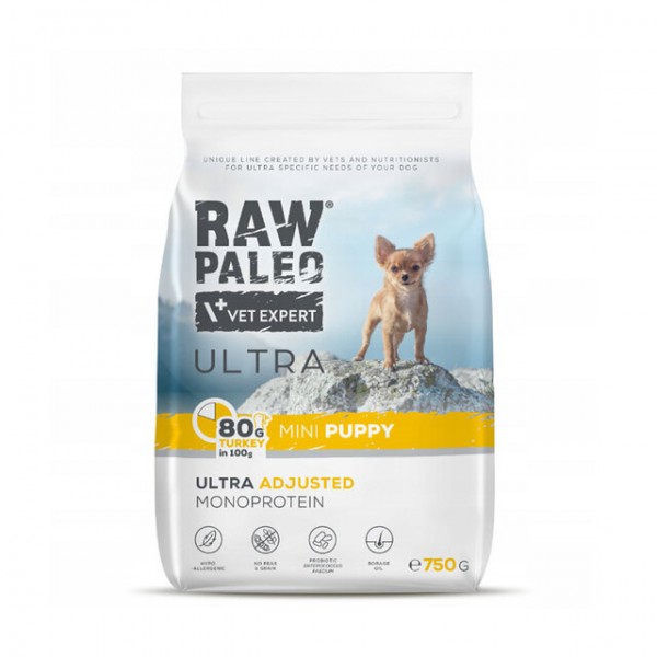 Raw paleo kutsika täissööt ultra mini kalkun 750g