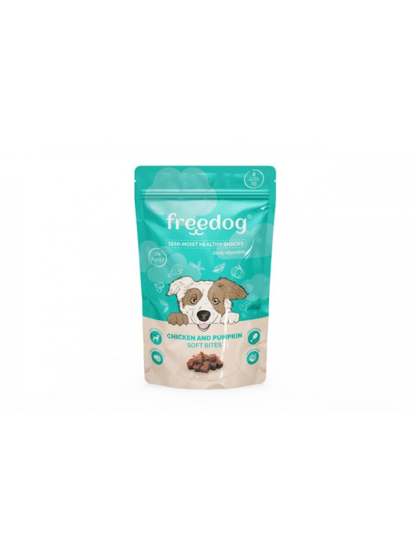 Freedog koera maius semi-moist kana/kõrvits 100g Freedog koera maius semi-moist kana/kõrvits 100g