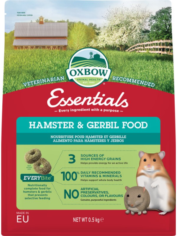 Oxbow essentials hamstri & liivahiire täissööt 0.5kg