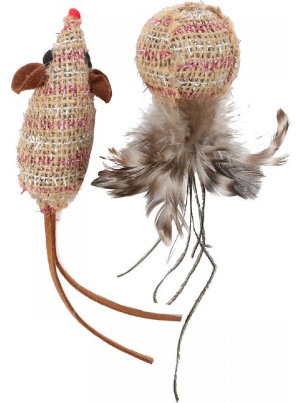 Flamingo kassi mänguasi texu pall ja hiir pruun